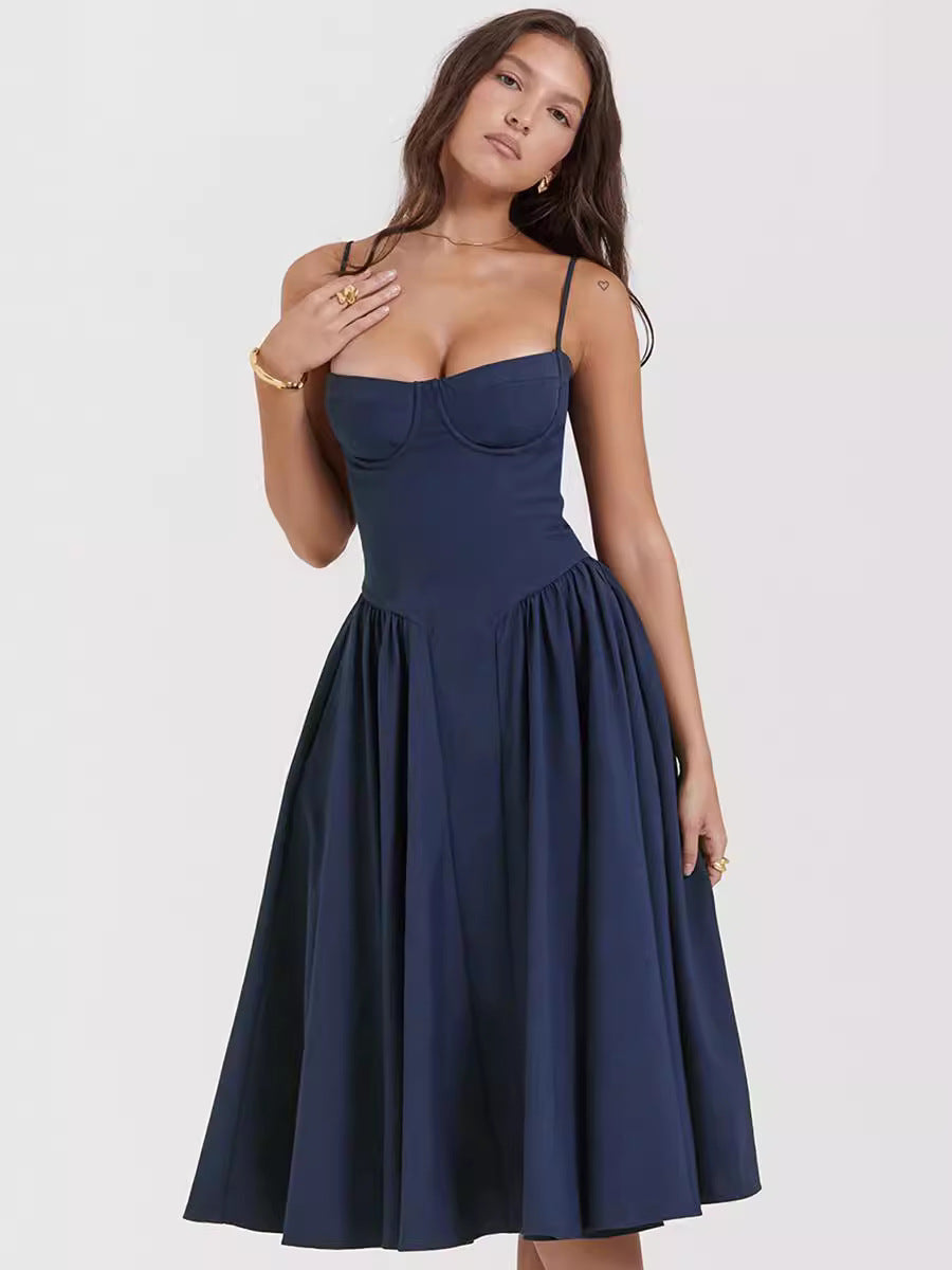 NELS – Elegant Spaghetti Strap Midi Dress