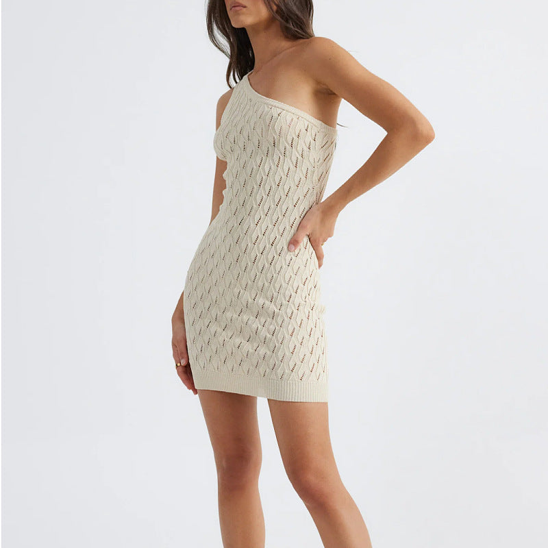 ROWIN – One-Shoulder Knit Mini Dress