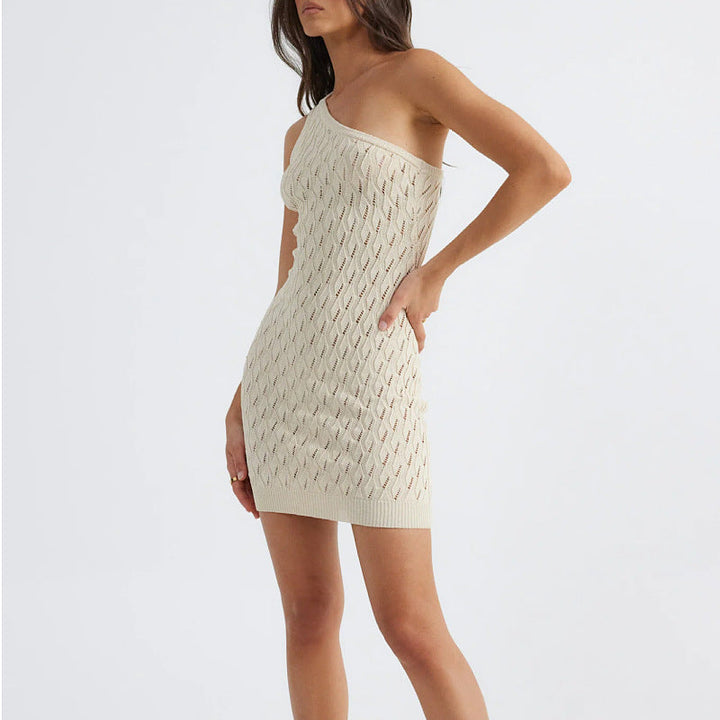 ROWIN – One-Shoulder Knit Mini Dress