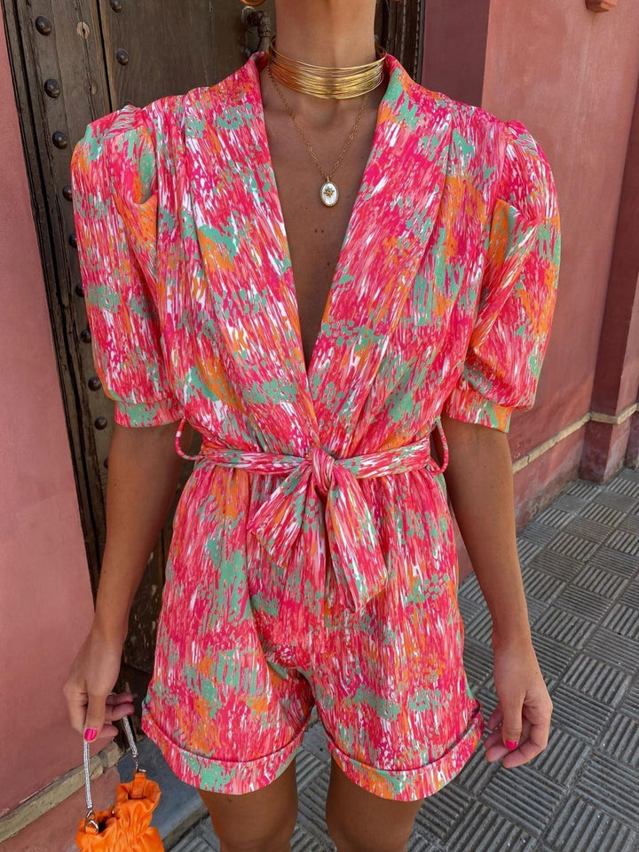 MEIKA – Summer V-Neck Belted Playsuit