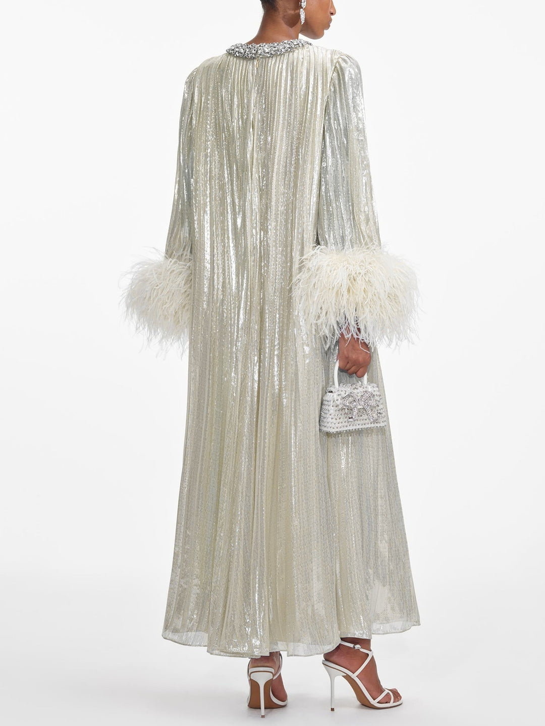 OPRAH – Sparkling Feather Cuff Evening Gown