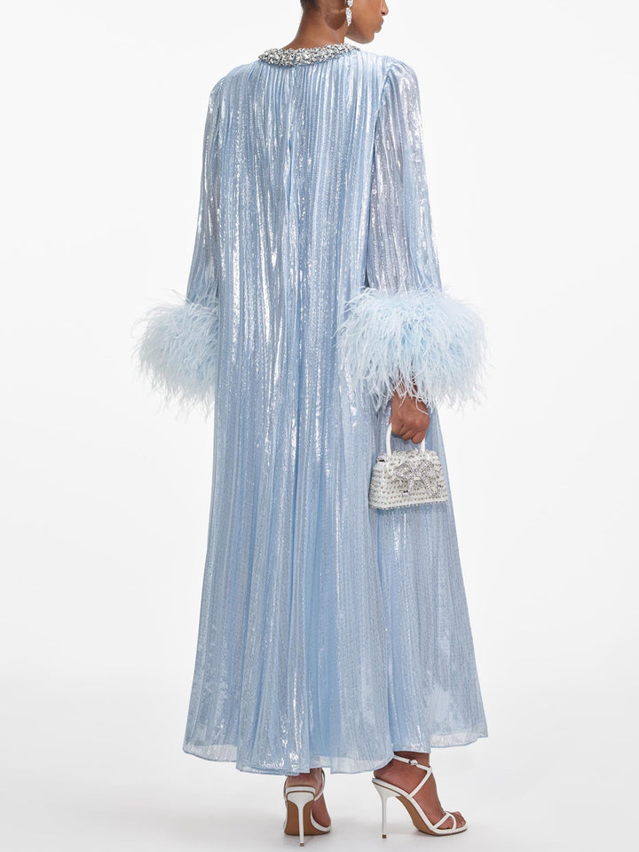 OPRAH – Sparkling Feather Cuff Evening Gown