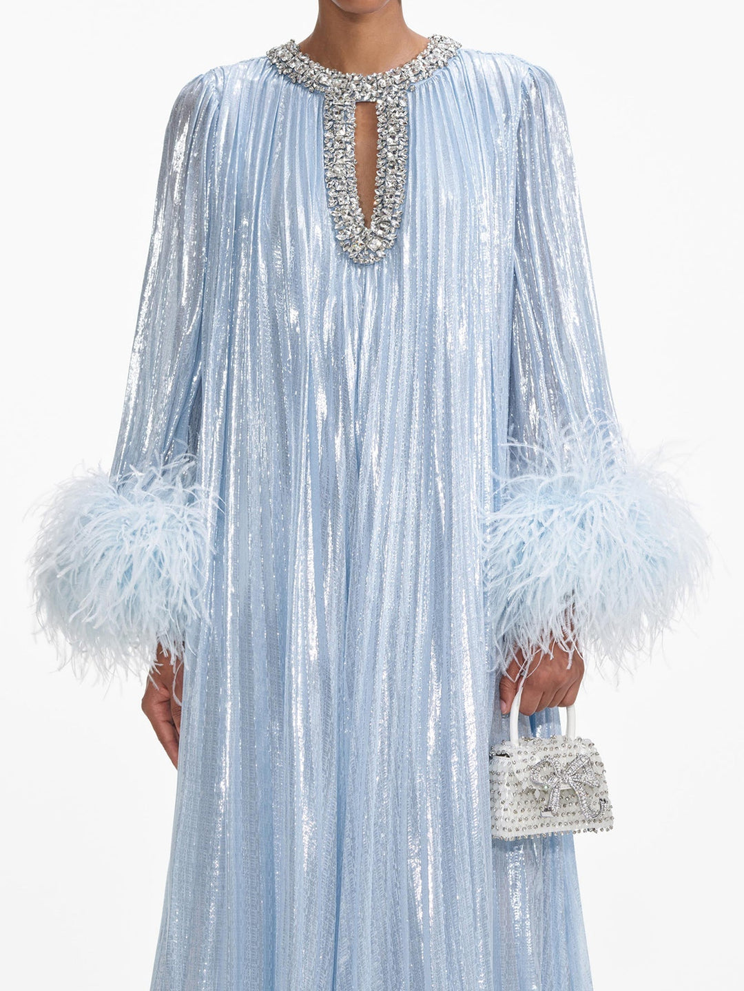 OPRAH – Sparkling Feather Cuff Evening Gown