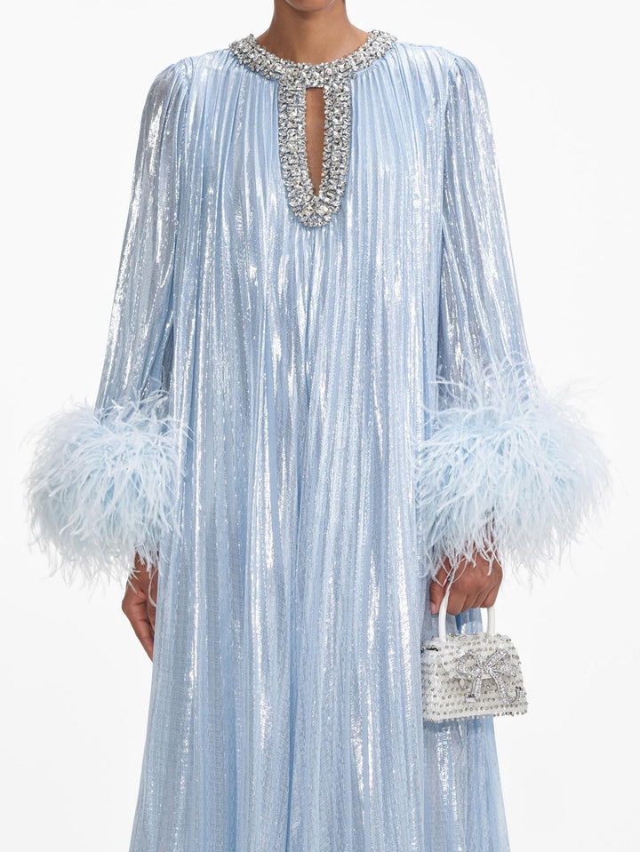 OPRAH – Sparkling Feather Cuff Evening Gown