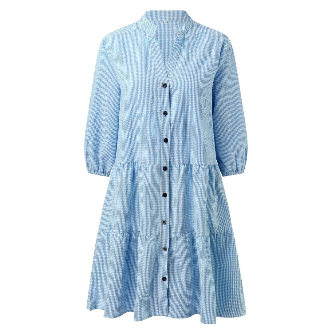JUUL – Checked Shirt Dress With Mao Collar