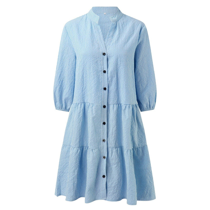JUUL – Checked Shirt Dress With Mao Collar