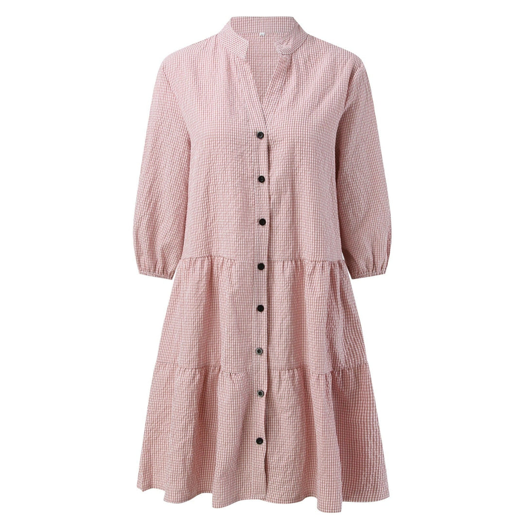 JUUL – Checked Shirt Dress With Mao Collar