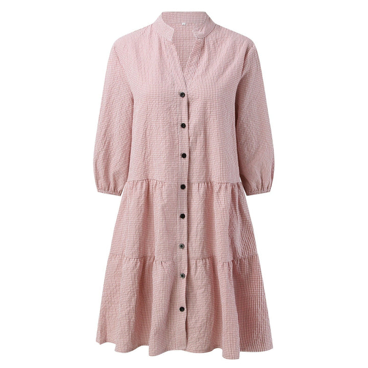 JUUL – Checked Shirt Dress With Mao Collar