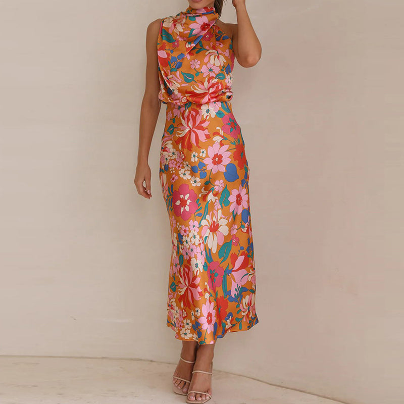 MARCIELLE – Floral Print Satin Dress