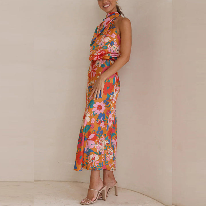 MARCIELLE – Floral Print Satin Dress