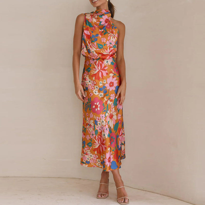 MARCIELLE – Floral Print Satin Dress