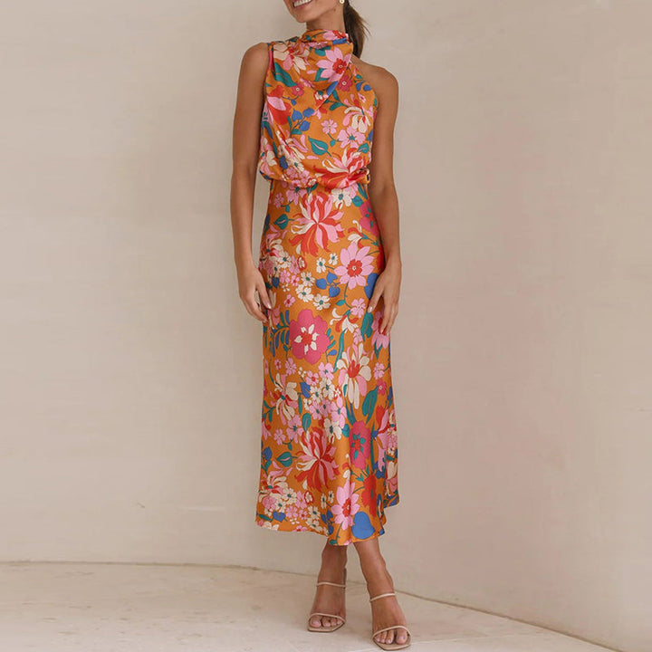 MARCIELLE – Floral Print Satin Dress