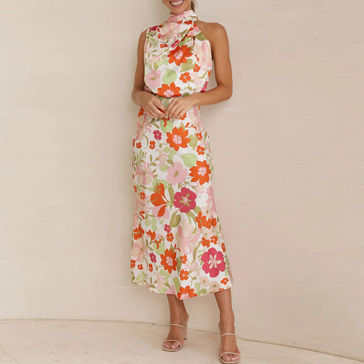MARCIELLE – Floral Print Satin Dress