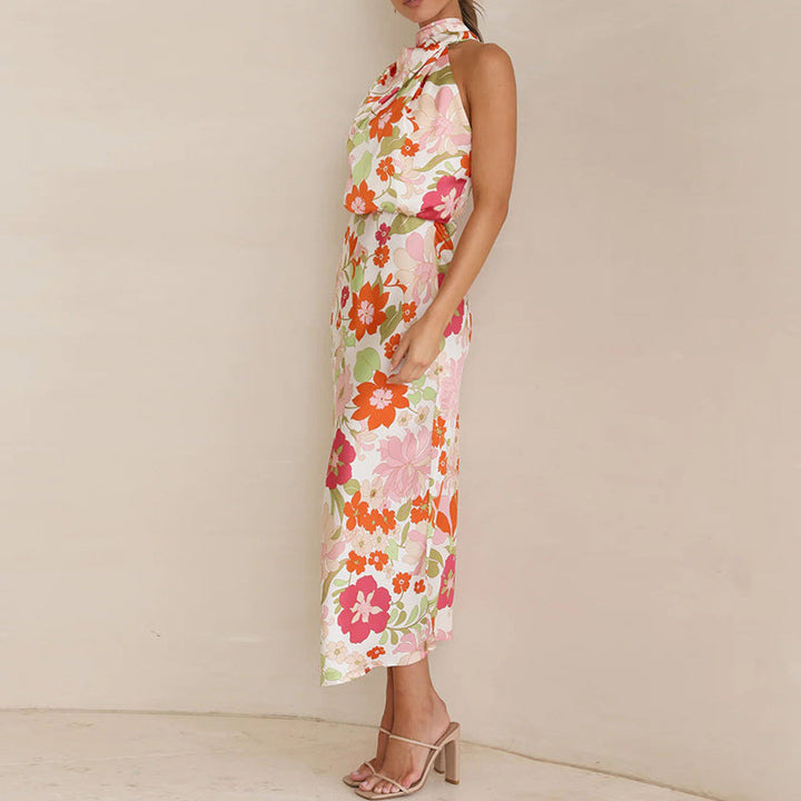 MARCIELLE – Floral Print Satin Dress