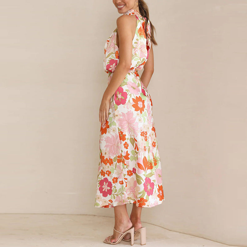 MARCIELLE – Floral Print Satin Dress
