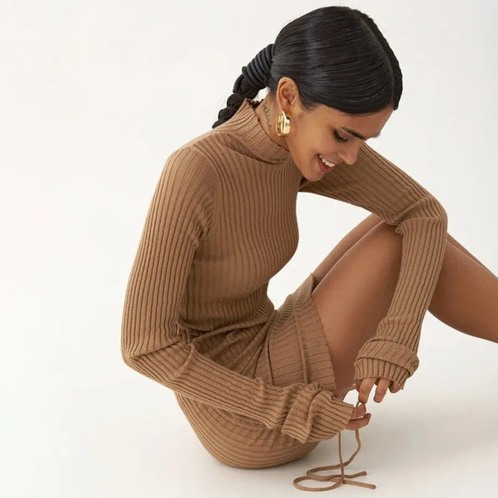 KIMIA – Ribbed Turtleneck Mini Dress