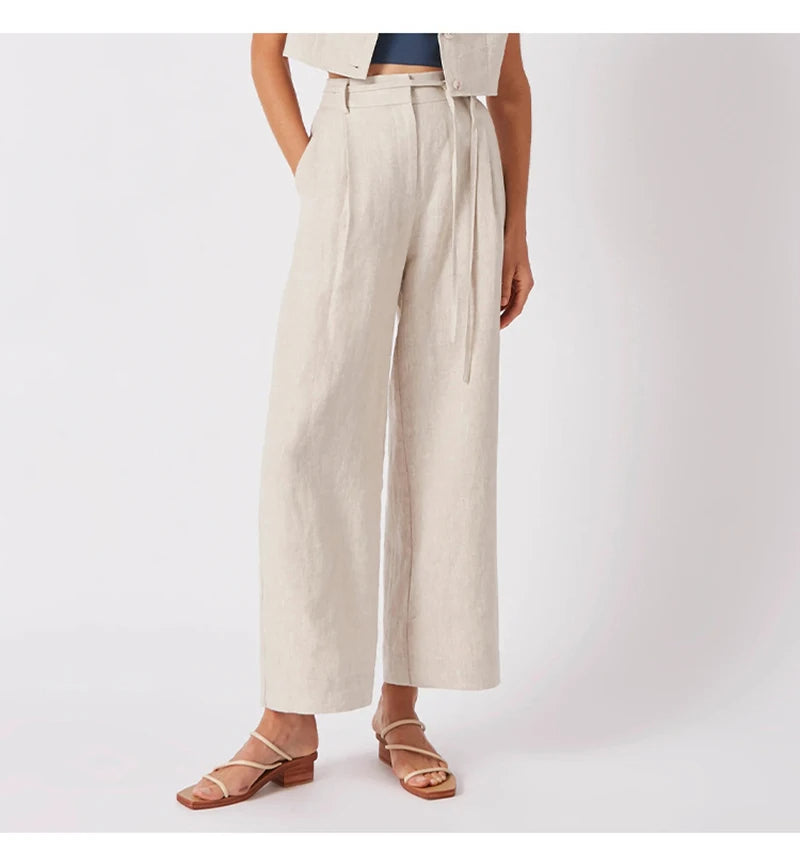 DELLA - Linen Wide-Leg Trousers