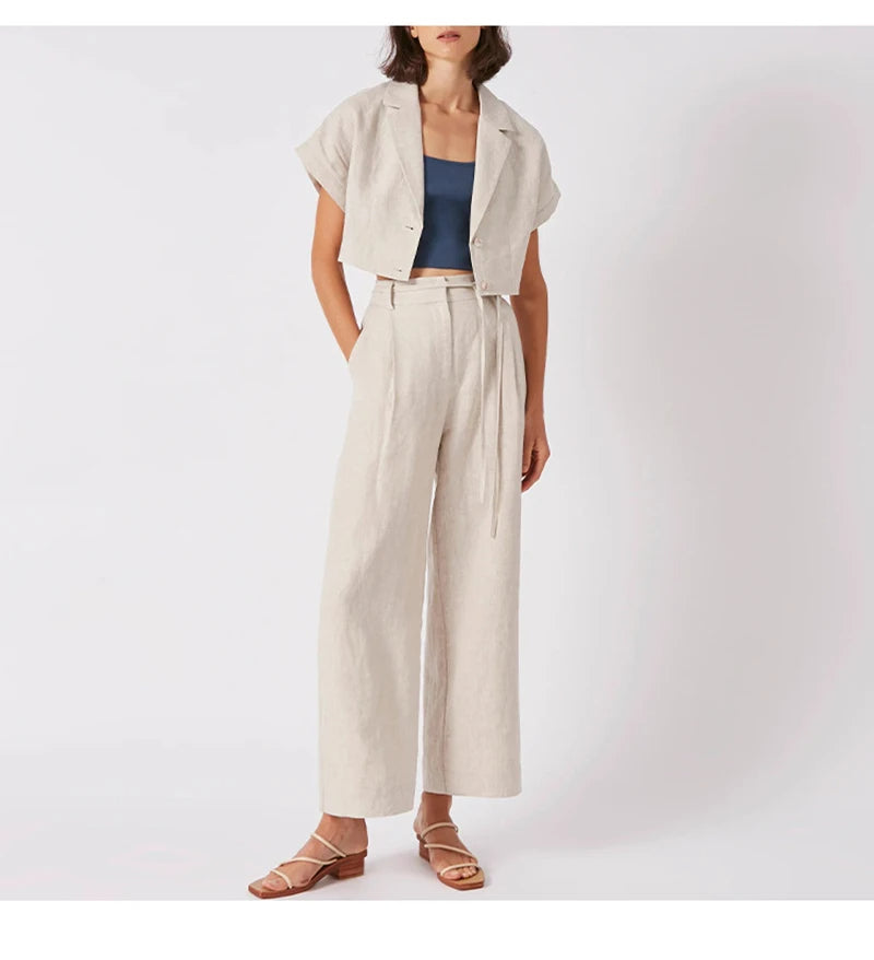 DELLA - Linen Wide-Leg Trousers