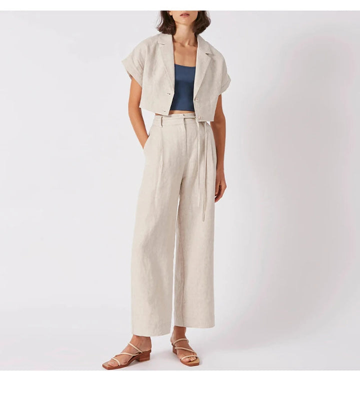 DELLA - Linen Wide-Leg Trousers