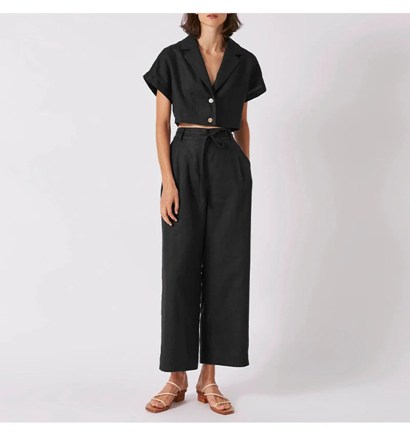 DELLA - Linen Wide-Leg Trousers
