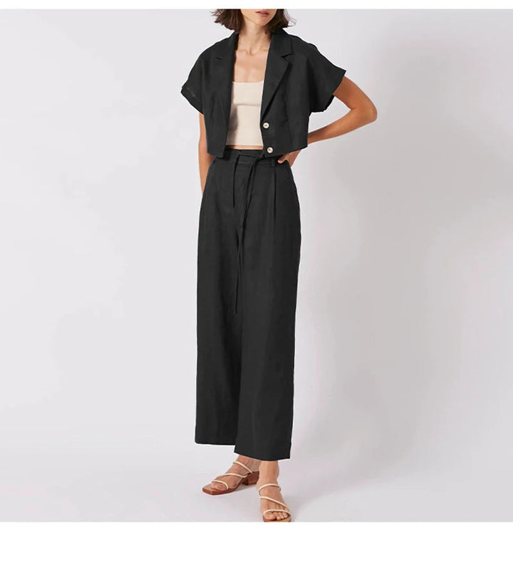 DELLA - Linen Wide-Leg Trousers