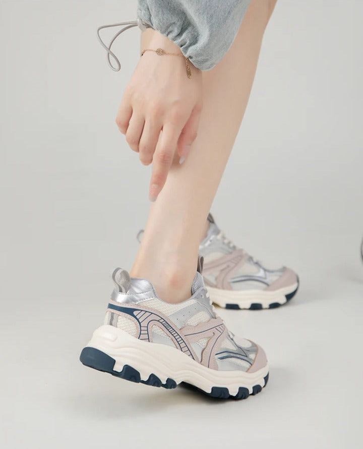 LYRA – Women's Leather-Mesh Platform Sneakers