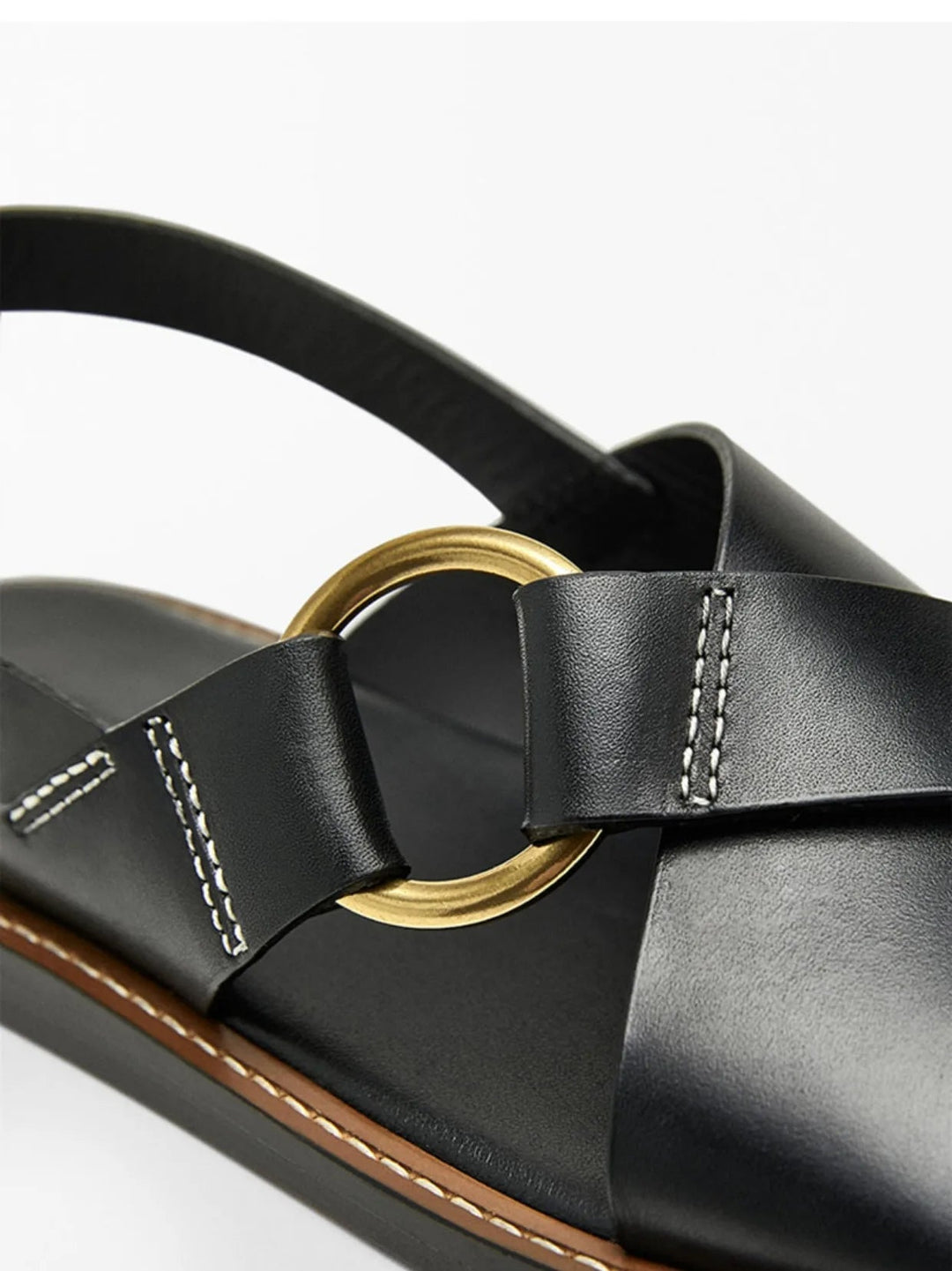 LUPPE - Leather Sandals with Gold Buckle Straps