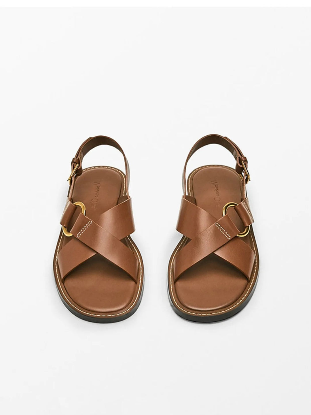 LUPPE - Leather Sandals with Gold Buckle Straps