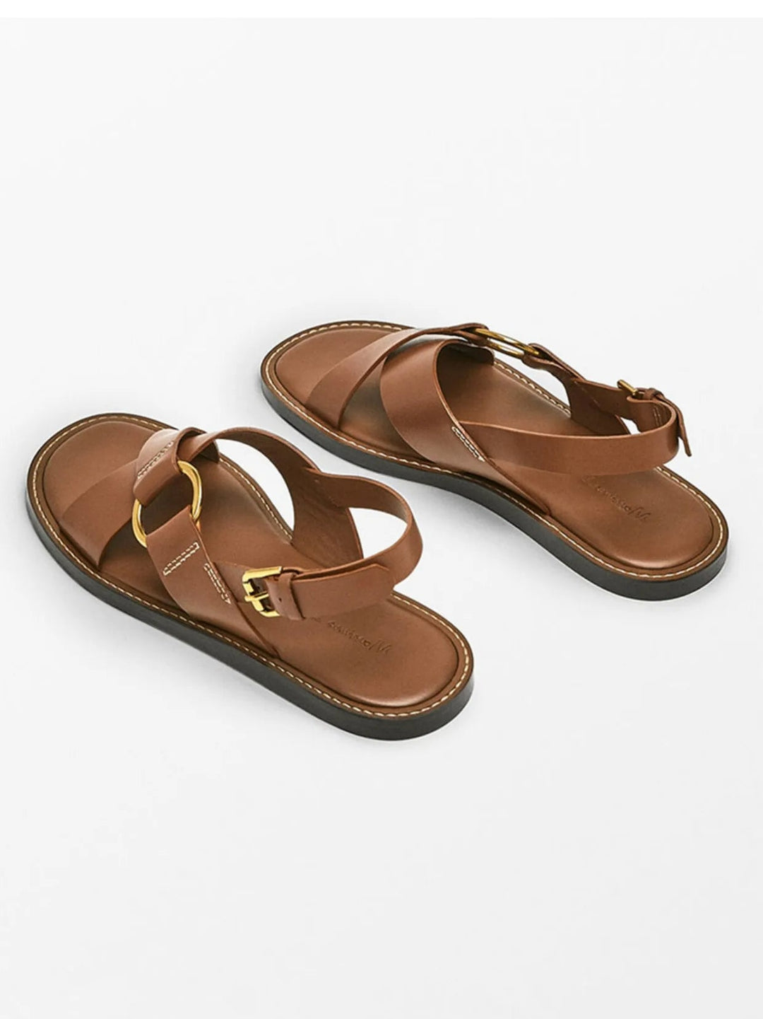 LUPPE - Leather Sandals with Gold Buckle Straps