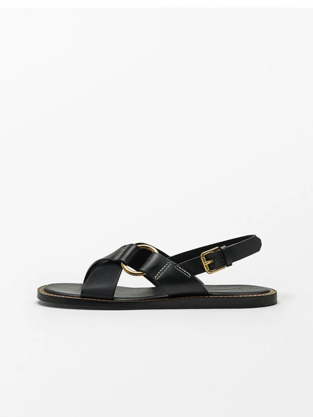 LUPPE - Leather Sandals with Gold Buckle Straps