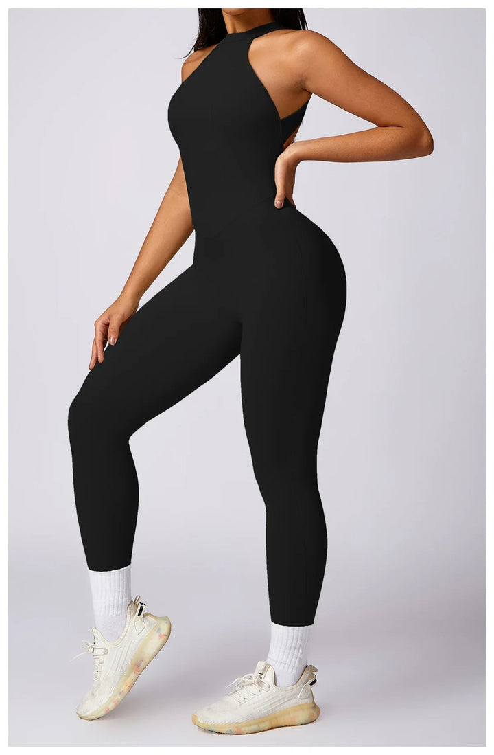 ACTIVE - High-Neck Cut-Out Yoga Jumpsuit
