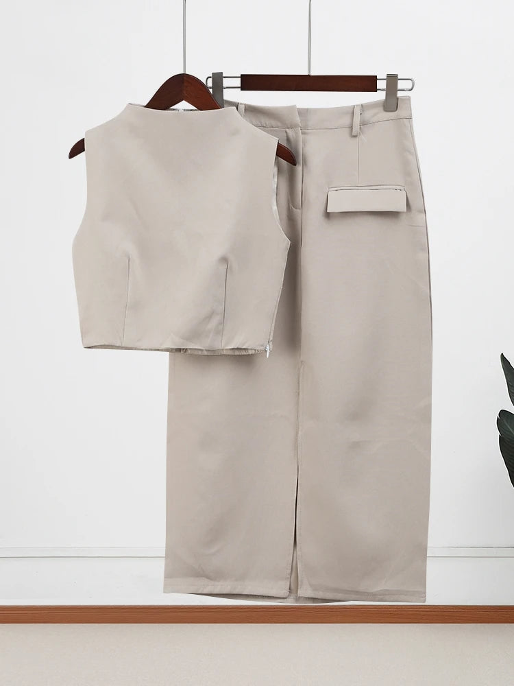 FINS – Two-Piece Maxi Dress Set with Pocket Detail