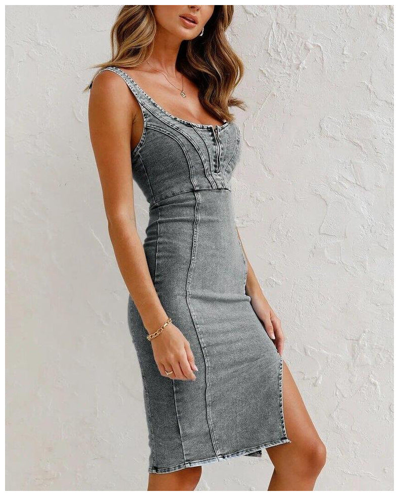 MONIKA - Denim Split Dress