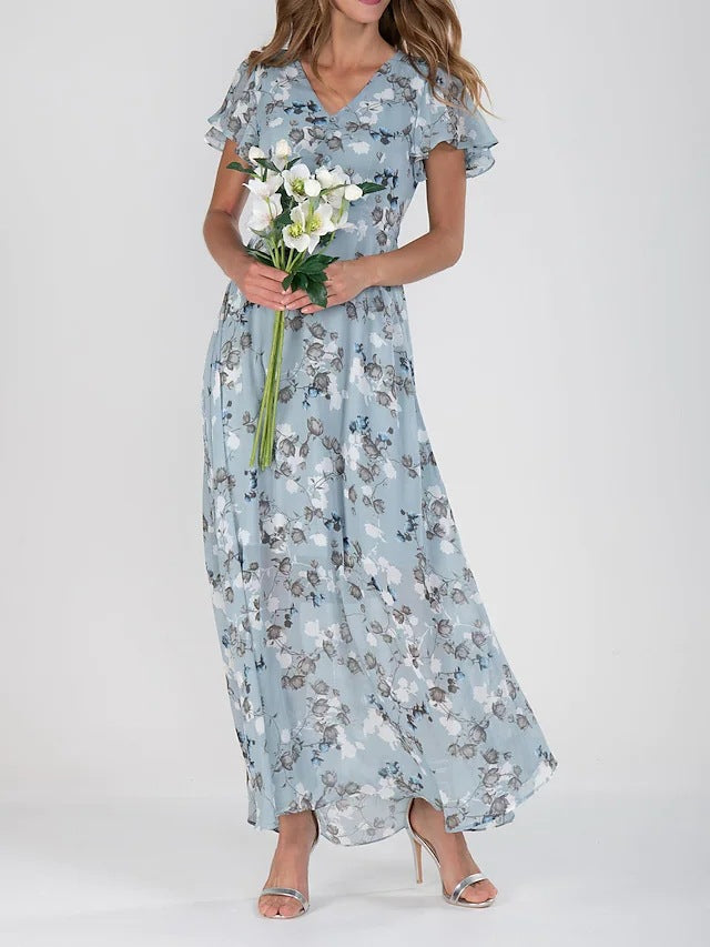 KONNA – Chiffon Floral Dress With Fringe