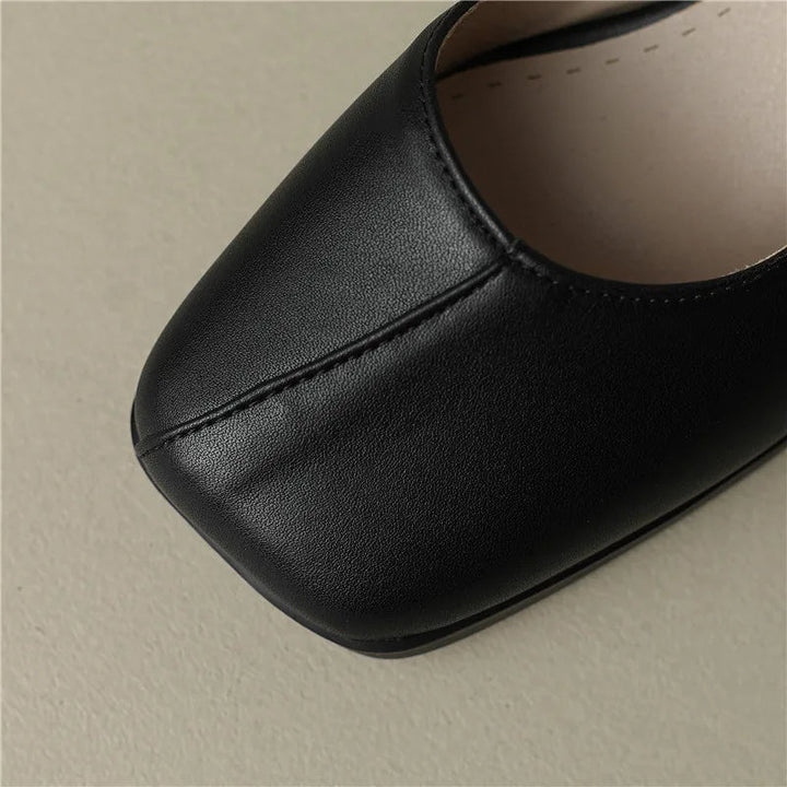 YARA - Women's Leather Block Heel Slingbacks