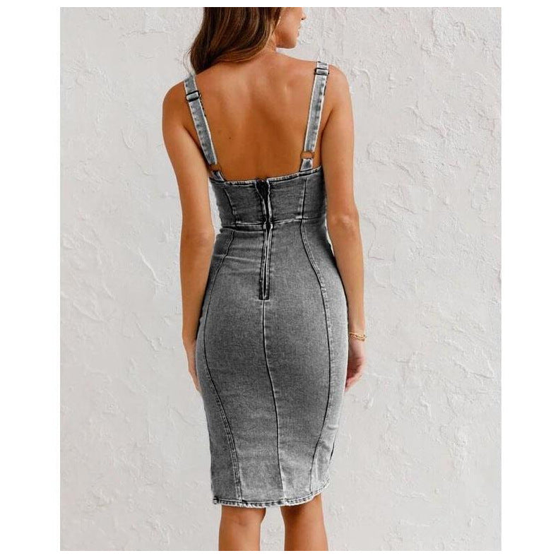 MONIKA - Denim Split Dress