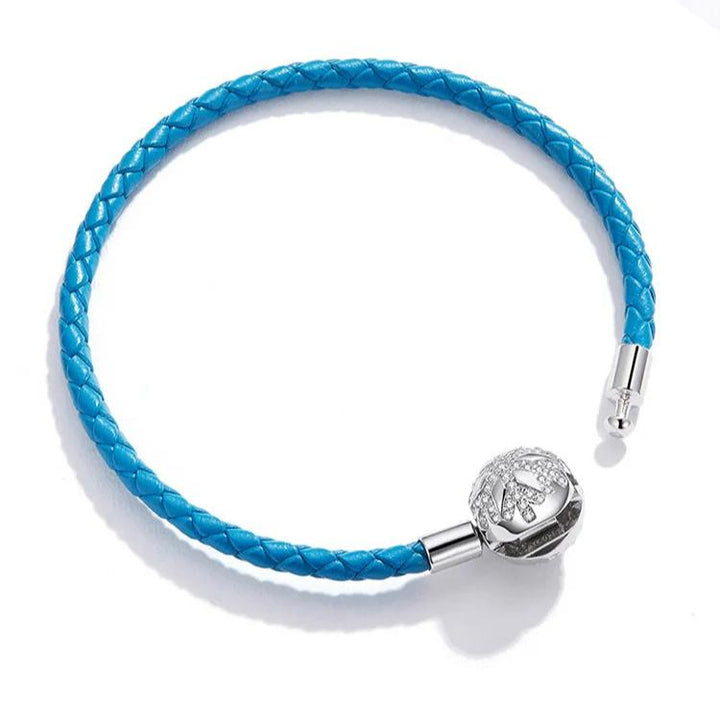 PND- Blue Braided Leather Bracelet with Snowflake Charm