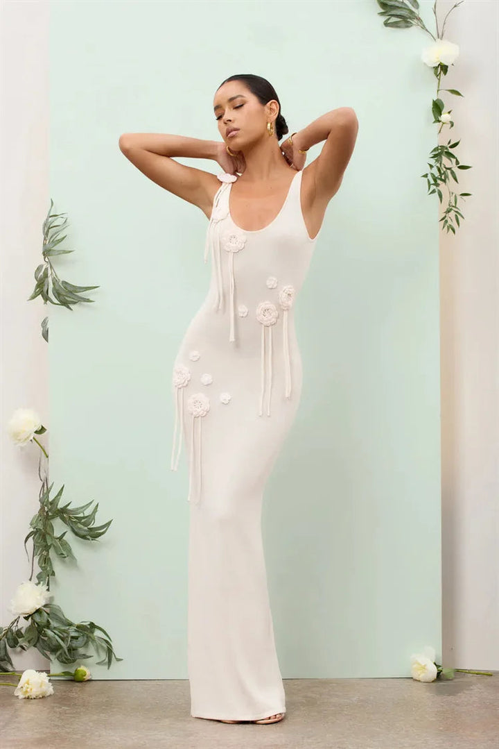 NALA – Maxi Dress with Knitted Flower Details