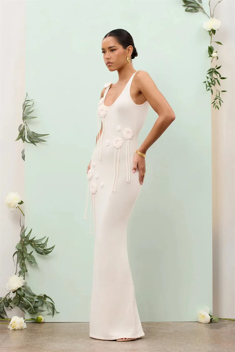 NALA – Maxi Dress with Knitted Flower Details