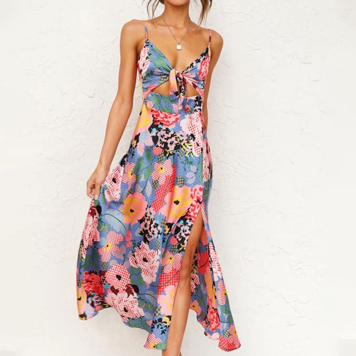 DENNA – Floral V-Neck Printed Dress