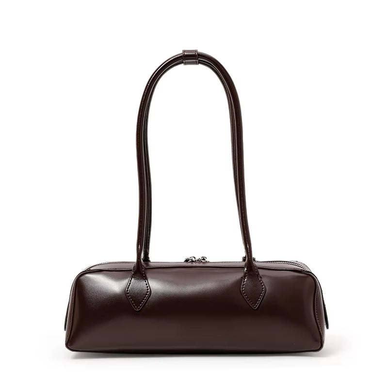MIHARO - Long Leather Shoulder Bag with Zipper