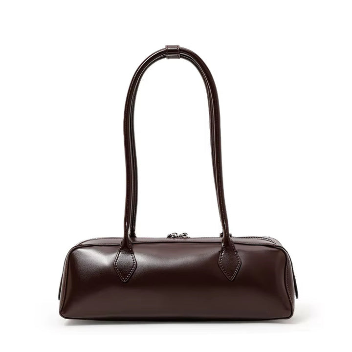 MIHARO - Long Leather Shoulder Bag with Zipper