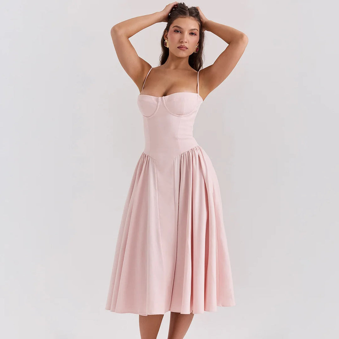 NELS – Elegant Spaghetti Strap Midi Dress