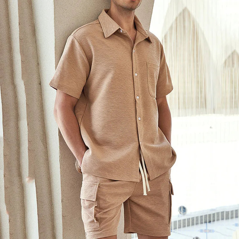 EZRA – Men's Short Sleeve Cargo Shirt & Shorts Set