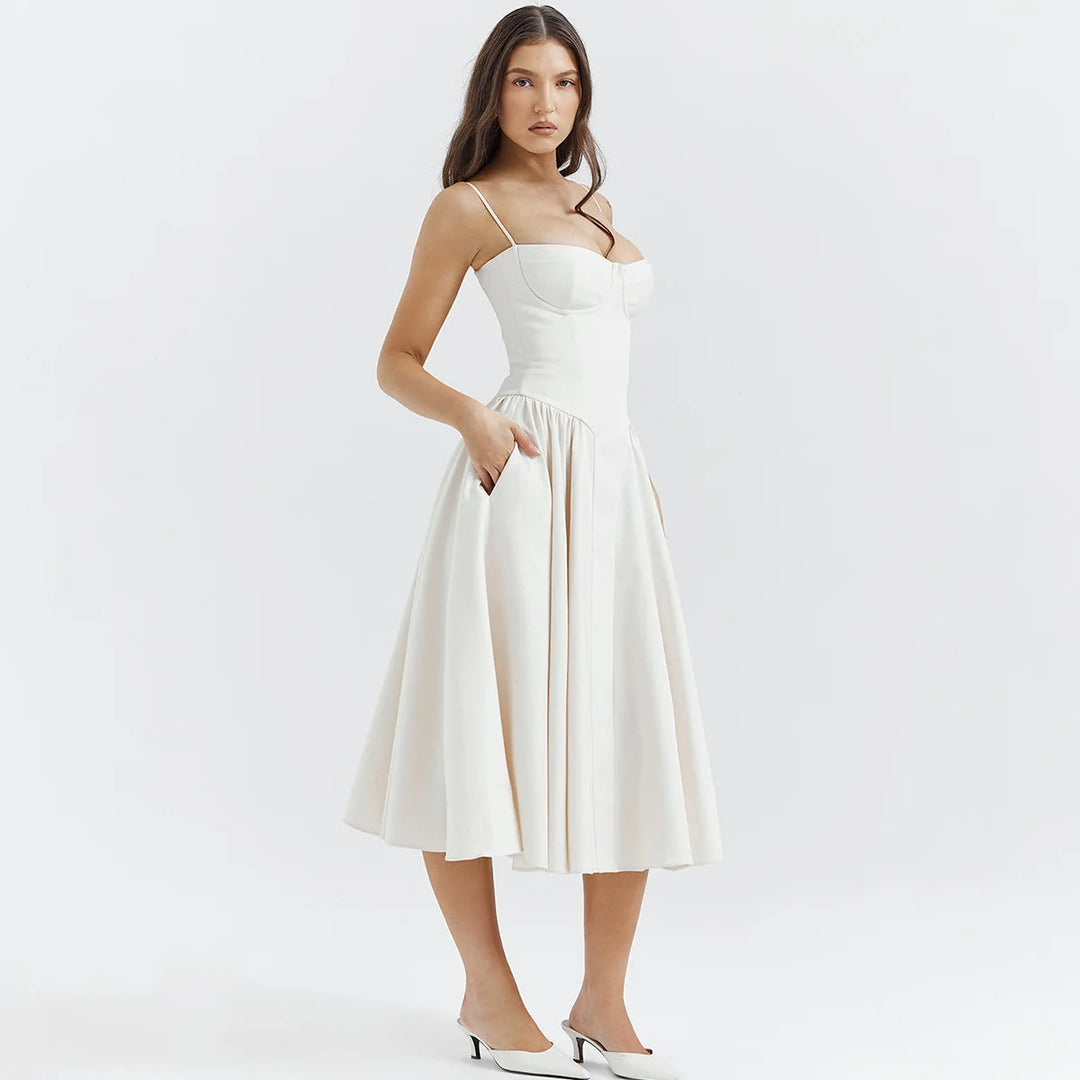 NELS – Elegant Spaghetti Strap Midi Dress