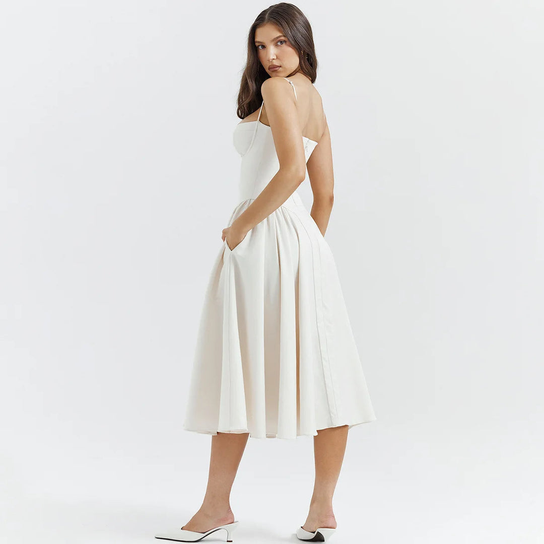 NELS – Elegant Spaghetti Strap Midi Dress