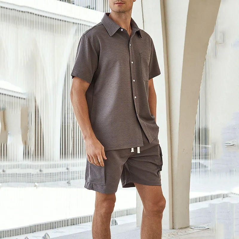 EZRA – Men's Short Sleeve Cargo Shirt & Shorts Set