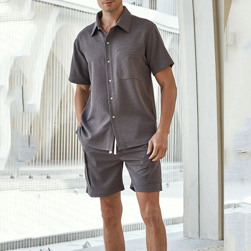 EZRA – Men's Short Sleeve Cargo Shirt & Shorts Set