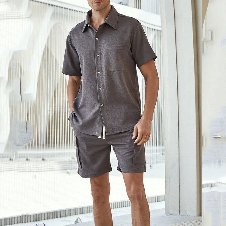 EZRA – Men's Short Sleeve Cargo Shirt & Shorts Set