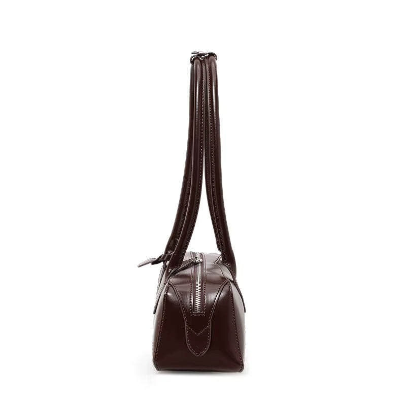 MIHARO - Long Leather Shoulder Bag with Zipper